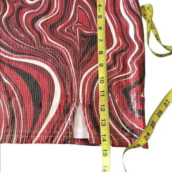 NWT Rue21 Crop Top Mini Skirt Set 2 Piece Set S Red Retro Sequin Halter Mini Y2K - Picture 10 of 10